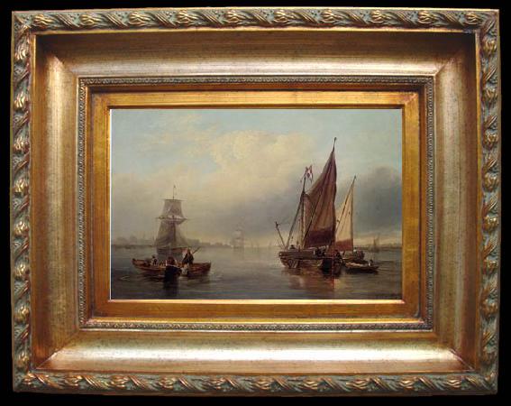 framed  unknow artist Seascape, boats, ships and warships. 134, Ta059-2